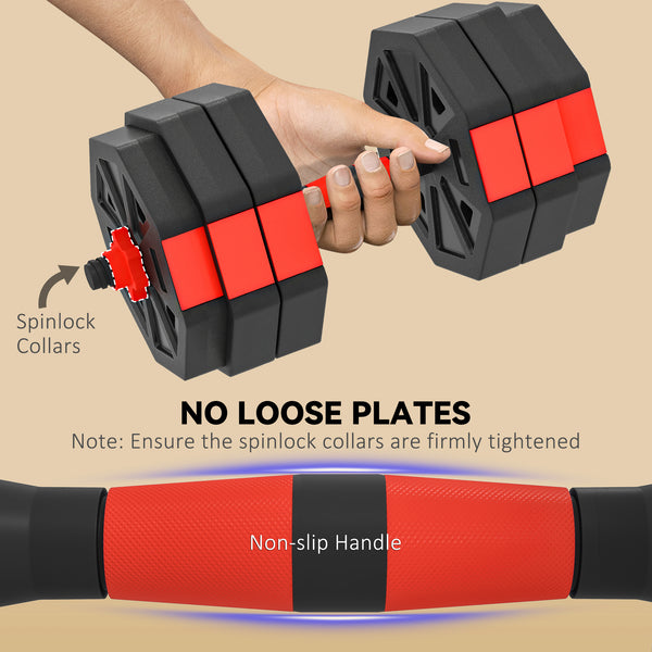 66 lb 6-in-1 Adjustable Dumbbell Set with Barbell, Kettlebell, and Push-up Stands