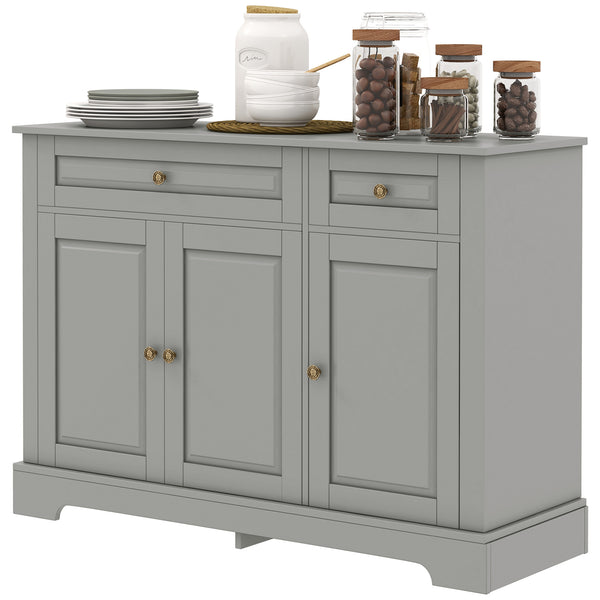 Modern buffet with 2 drawers and adjustable shelves, ideal for the dining room, gray.