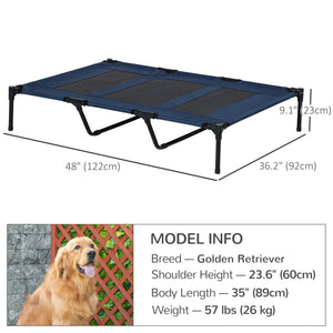 Elevated cot with carry bag, dark blue