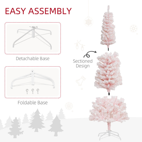 6ft Pink Frosted Pencil Christmas Tree