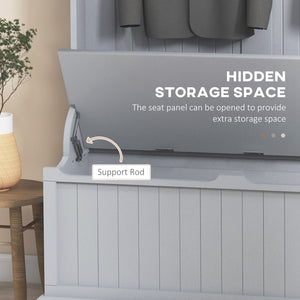 Modern 3-in-1 Hallway Unit with Coat Rack and Bench, Grey