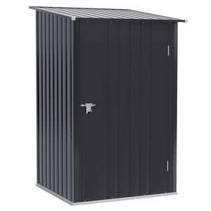 Galvanized steel garden shed with lockable door, dark grey