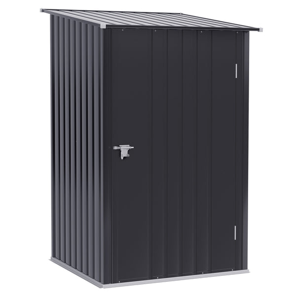 Galvanized steel garden shed with lockable door, dark grey