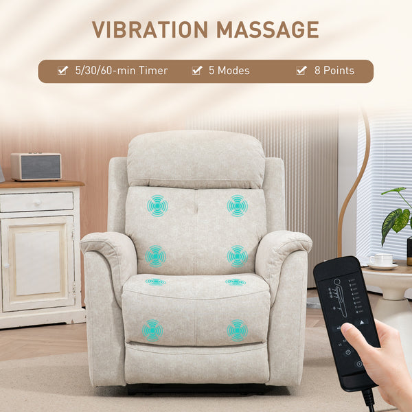 Manual recliner chair with vibration massage, beige