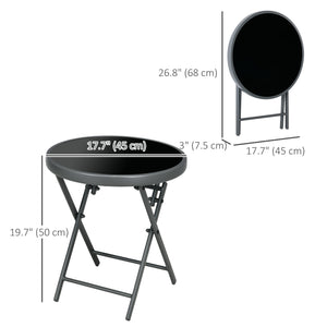 Round folding outdoor side table, black