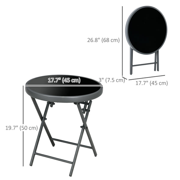 Round folding outdoor side table, black
