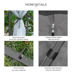 10'x10' Portable Garden Gazebo with Mosquito Netting Grey