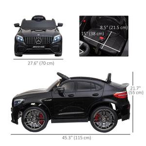 12V electric car with remote control and suspension, black