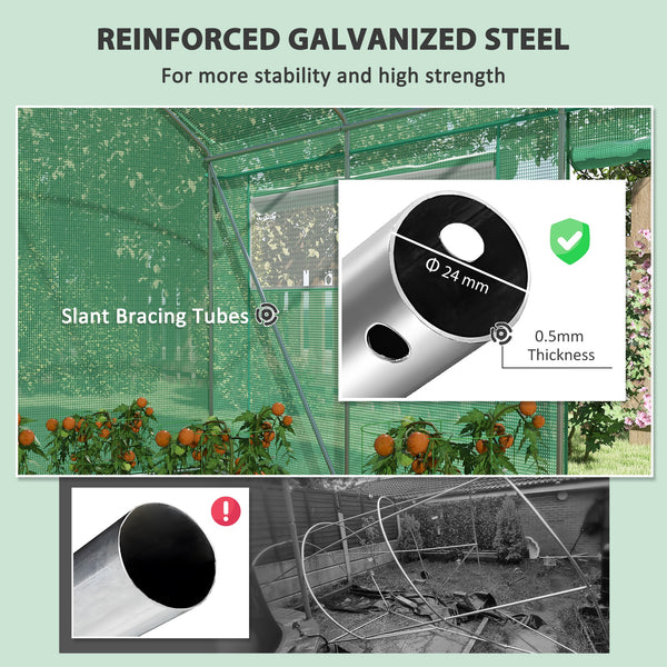 Tunnel greenhouse with 3 roll-up doors and large screened windows