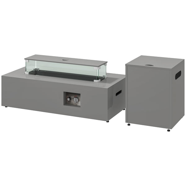 42" 50,000 BTU Propane Gas Fire Pit Table with Pop-Up Propane Tank Holder and Waterproof Cover