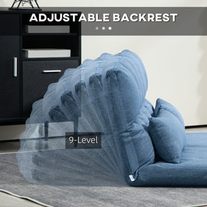 2-seater folding sofa bed with 9-position backrest and 2 cushions Light blue