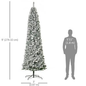 9ft Pre-Lit Frosted Artificial Christmas Tree with Warm White LED Light