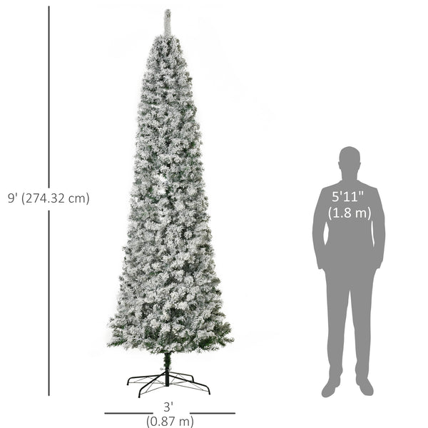9ft Pre-Lit Frosted Artificial Christmas Tree with Warm White LED Light