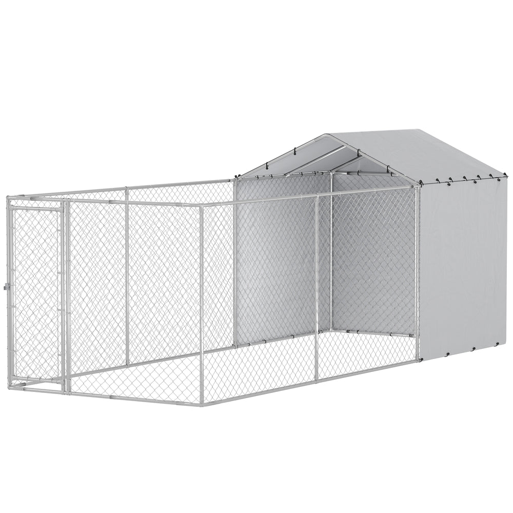 Galvanized steel kennel with waterproof cover