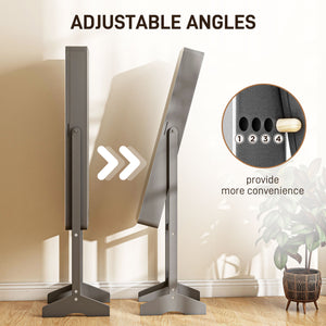 Standing Jewelry Cabinet with Mirror and Adjustable Angle LED, Gray