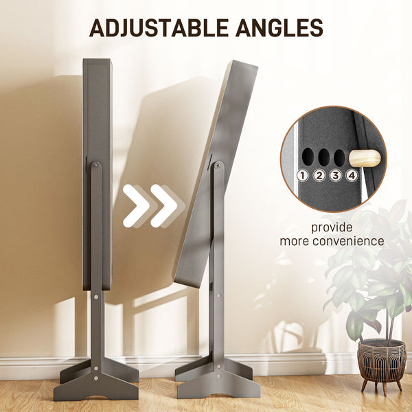 Standing Jewelry Cabinet with Mirror and Adjustable Angle LED, Gray
