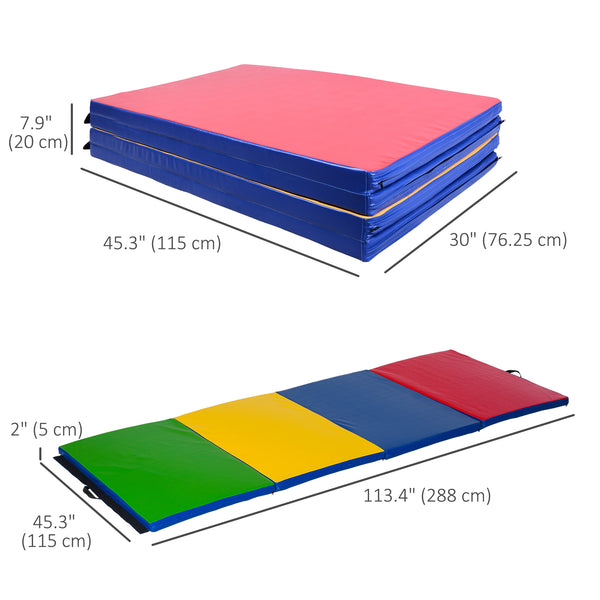 4'x10'x2'' Folding Gym Mat with Carry Handles, Multicolor