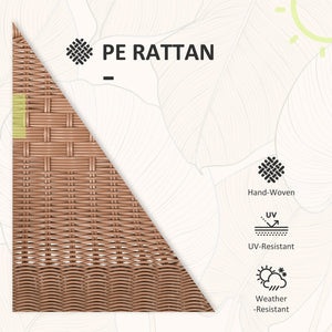 3-Piece Wicker Furniture Set with 2 Stacking Chairs and Tempered Glass Coffee Table, Brown