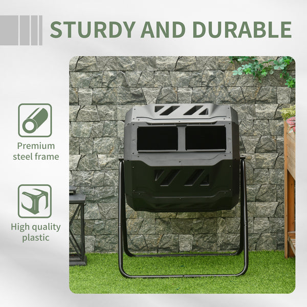 43-gallon (160 L) rotating composter, black