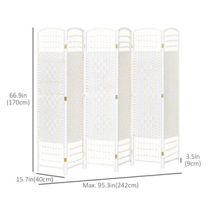6-Panel Folding and Self-Supporting Corrugated Fiber Room Divider, White
