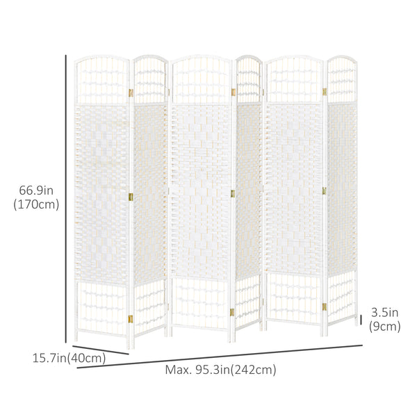 6-Panel Folding and Self-Supporting Corrugated Fiber Room Divider, White