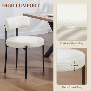 Set of 4 modern kitchen chairs with beige corduroy upholstery
