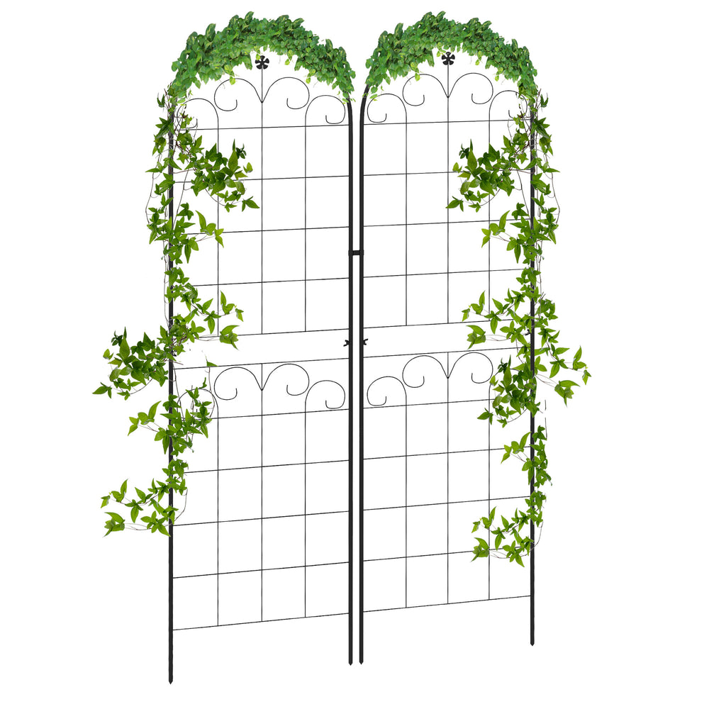 Set of 2 garden trellises for climbing plants, outdoor metal for terrace