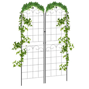 Set of 2 garden trellises for climbing plants, outdoor metal for terrace