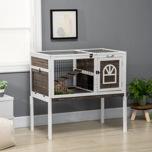 Double-height hutch with enclosure and pull-out tray, white and coffee