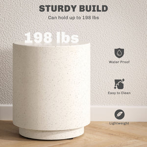 Round cream white concrete-effect side table, 14.5 in. – Indoor and outdoor
