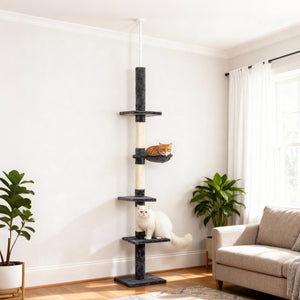 2.6 m (8.5 ft) 5-level cat tree with scratching post, dark grey