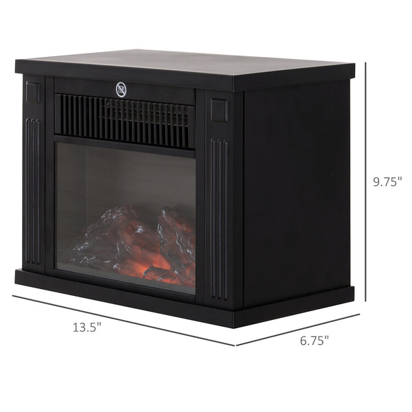 14" 1000W Black Mini Electric Fireplace