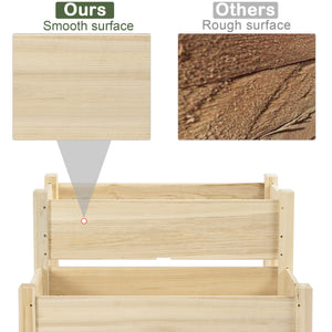 Two-tier raised wooden planter