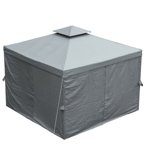 10 x 10 gazebo with double-pitched roof and side walls, dark grey
