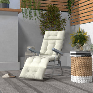 5" Thick Chaise Lounge Cushion with Backrest, Cotton Fill, Cream White