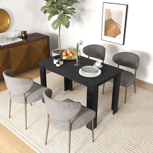 Kitchen table for 4 to 6 people, wood effect, black