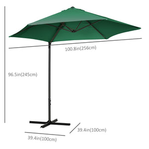 8.5-foot cantilever parasol with 360° rotation, green