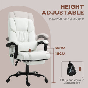 6-point vibrating massage chair with retractable footrest, white