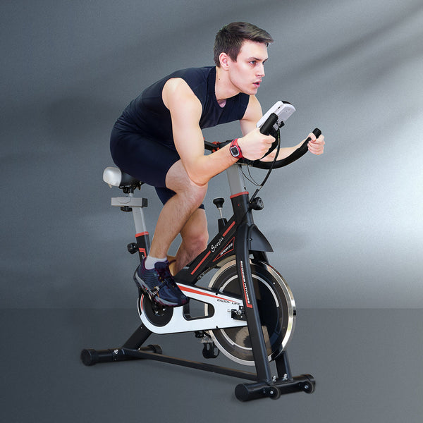 Upright Exercise Bike with LCD Display and Adjustable Resistance, Black