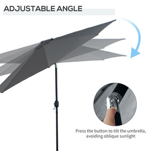 9.7-foot round umbrella with crank and tilt, grey 