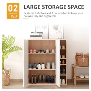 3-Tier Freestanding Shoe Storage Cabinet with Shelves, Natural Colour