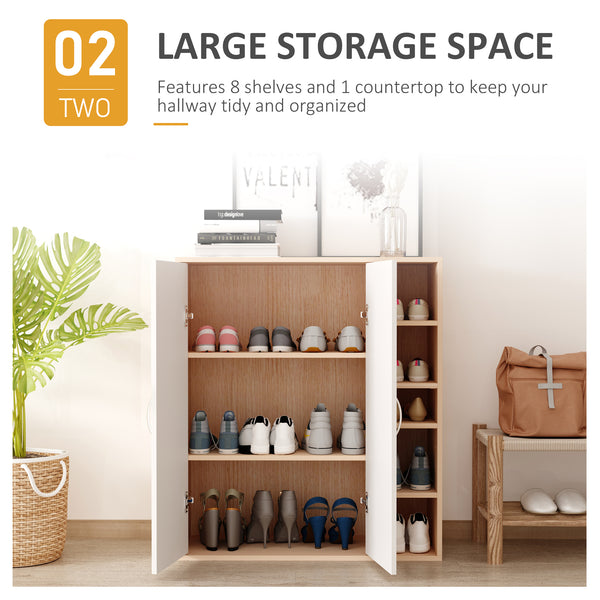 3-Tier Freestanding Shoe Storage Cabinet with Shelves, Natural Colour