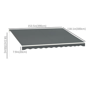 Electric outdoor awning 9.8 x 12.8 with remote control, grey 