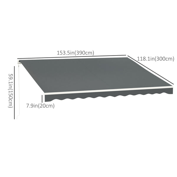 Electric outdoor awning 9.8 x 12.8 with remote control, grey 
