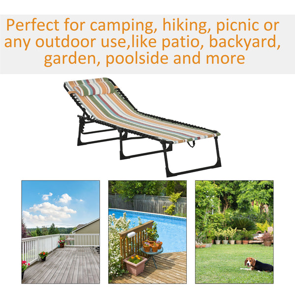 Folding chaise lounge with headrest, multicoloured