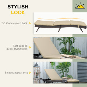 Reclining wicker chaise lounge with 5-position adjustable backrest