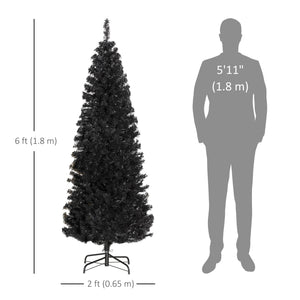 6ft Black Artificial Christmas Tree with Automatic Opening