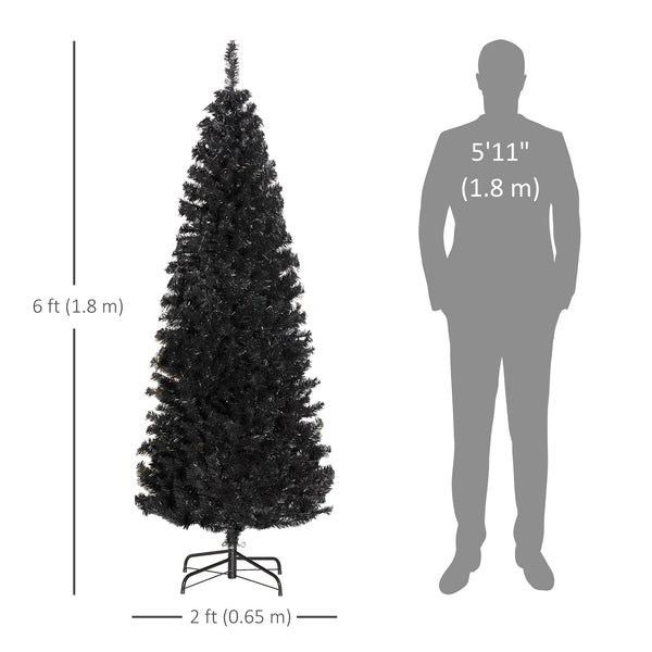 6ft Black Artificial Christmas Tree with Automatic Opening