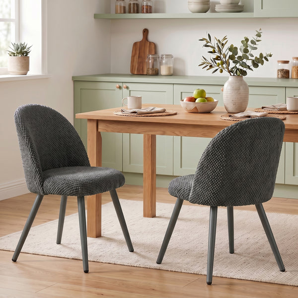 Dark grey velvet dining chairs – Set of 2