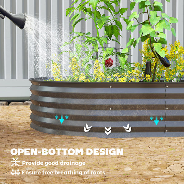 Galvanized raised outdoor planter with metal support, black